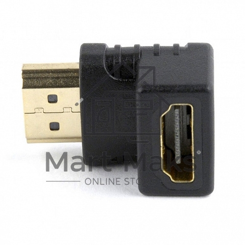 Переходник Cablexpert HDMI-HDMI 19F/19M, угловойсоединитель 90 градусов, золотые разъемы (A-HDMI90-FML)