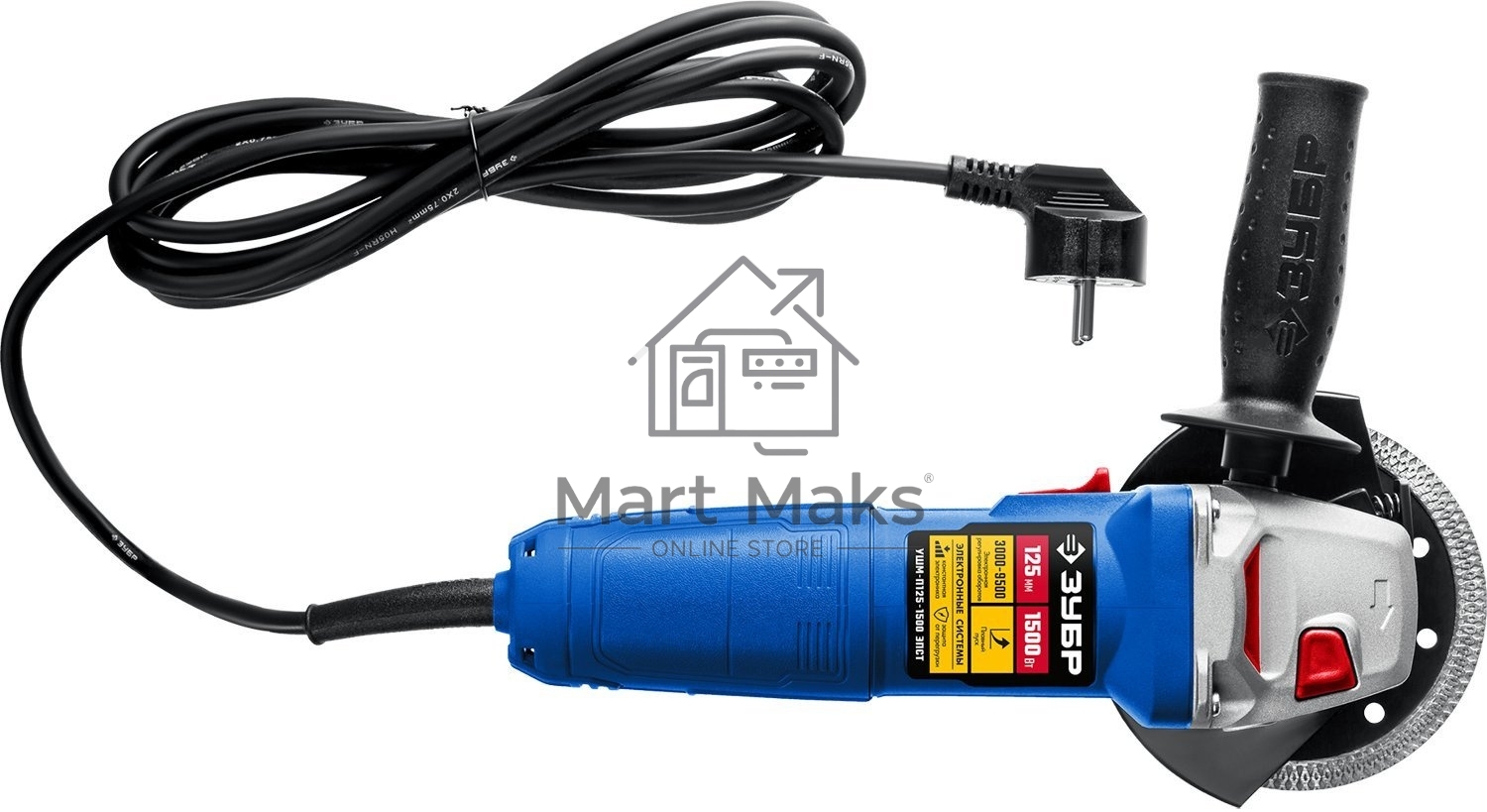 Углошлифовальная машина ЗУБР 125 мм, 1500 Вт, регулировка оборотов, серия Профессионал.