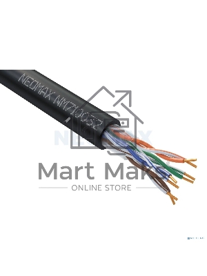 Кабель NEOMAX NM710032 U/UTP cat.5e 4x2x0.52, 24 AWG, медь, внешний, PE, 305м, черный