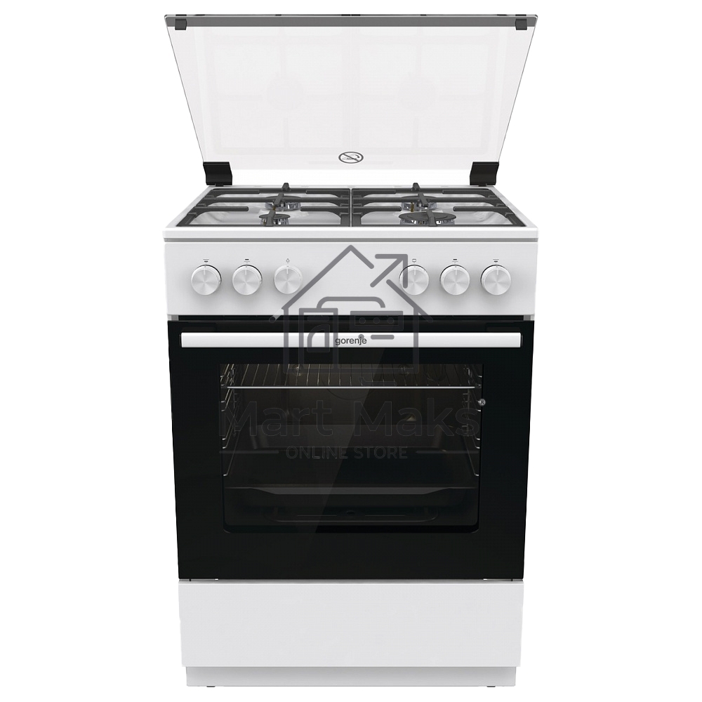 Плита газовая Gorenje GG6A11WF белый, конфорок 4 газовых, духовка 72 л, 60 см x 85 см x 60 см