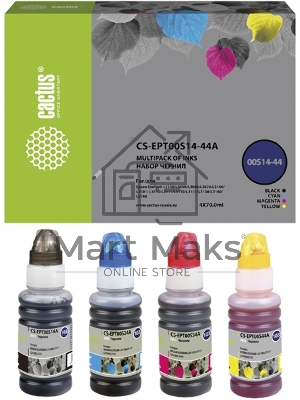 Чернила Cactus CS-EPT00S14-44A голубой/пурпурный/желтый/черный набор 4x70мл для Epson L1110 Ecotank/L3100/L3101/L3110/L3150/L3151
