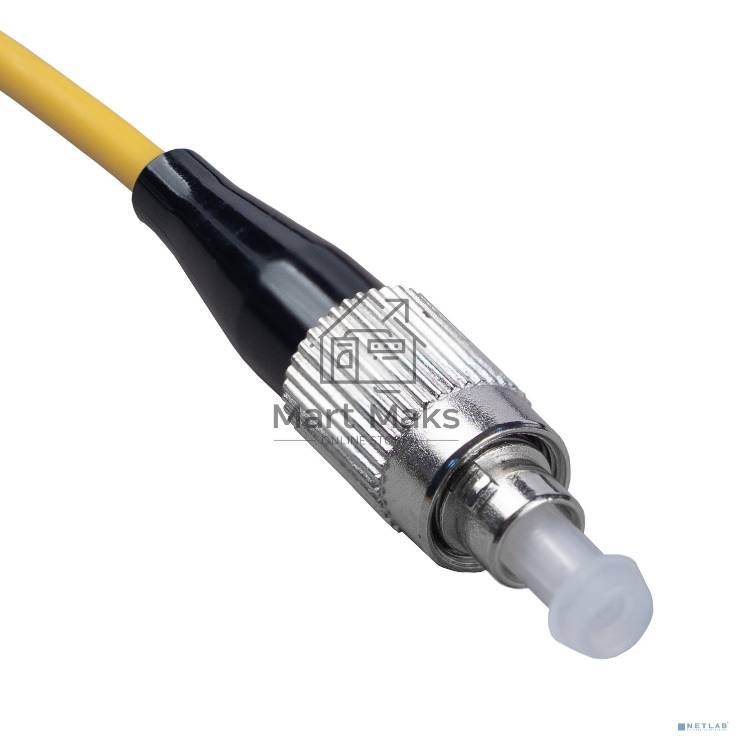 Комм. шнур оптический Cabeus Tight Buffer, Simplex FC/LC, OS2 9/125, LSZH, 2м, Ø 3мм, чёрный хвостовик, цвет: жёлтый