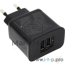 аксессуары KS-is Toss  KS-056/B {Зарядное ус-во 2 порта USB для цифр технки 2000мА от сети  ЧЕРНЫЙ }