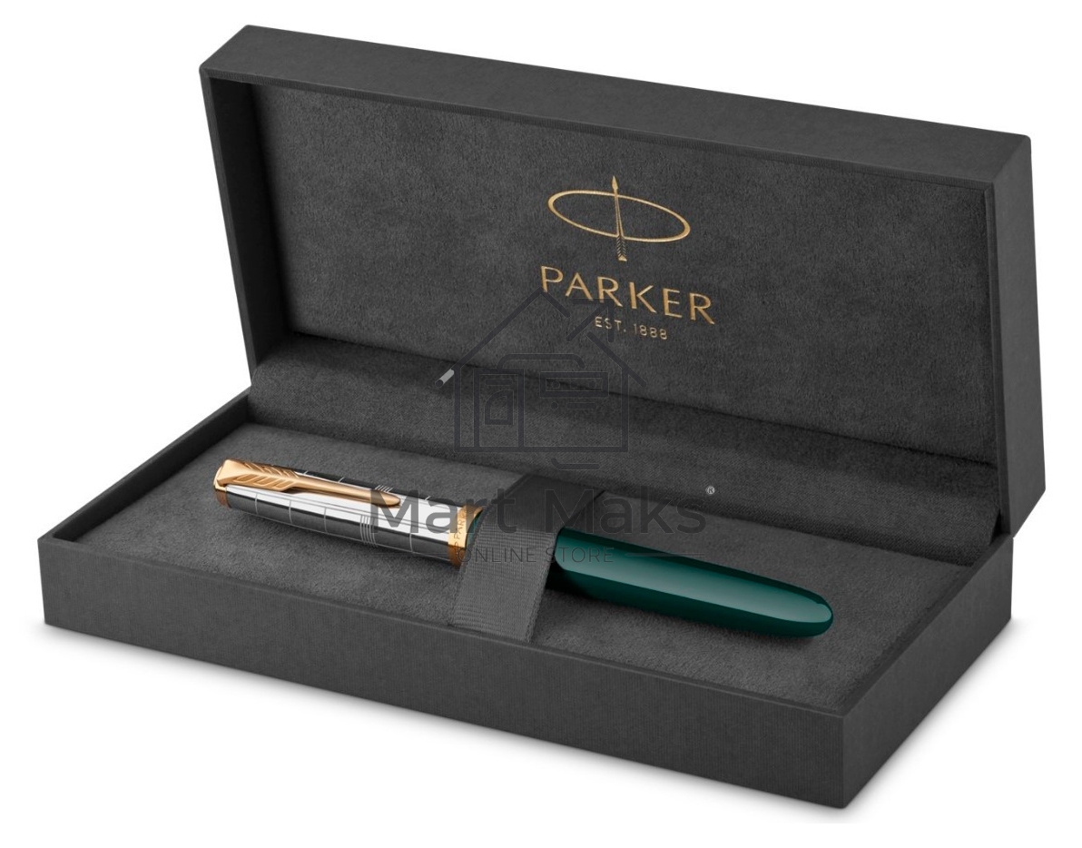 Ручка перьевая Parker 51 Premium (CW2169074) Forest Green GT F сталь нержавеющая, подарочная коробка