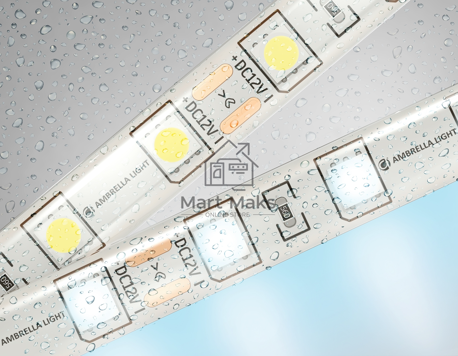 Светодиодная лента Ambrella light GS2103 5050 60Led/ 14.4W m/ 12V IP65 6500K/ 5000*10*2.87mm (2 конт.)