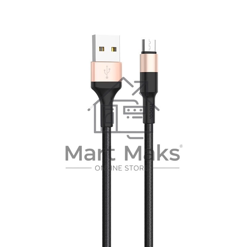 Кабель USB 2.0 hoco X26, AM/microBM, черно-золотой, 1м