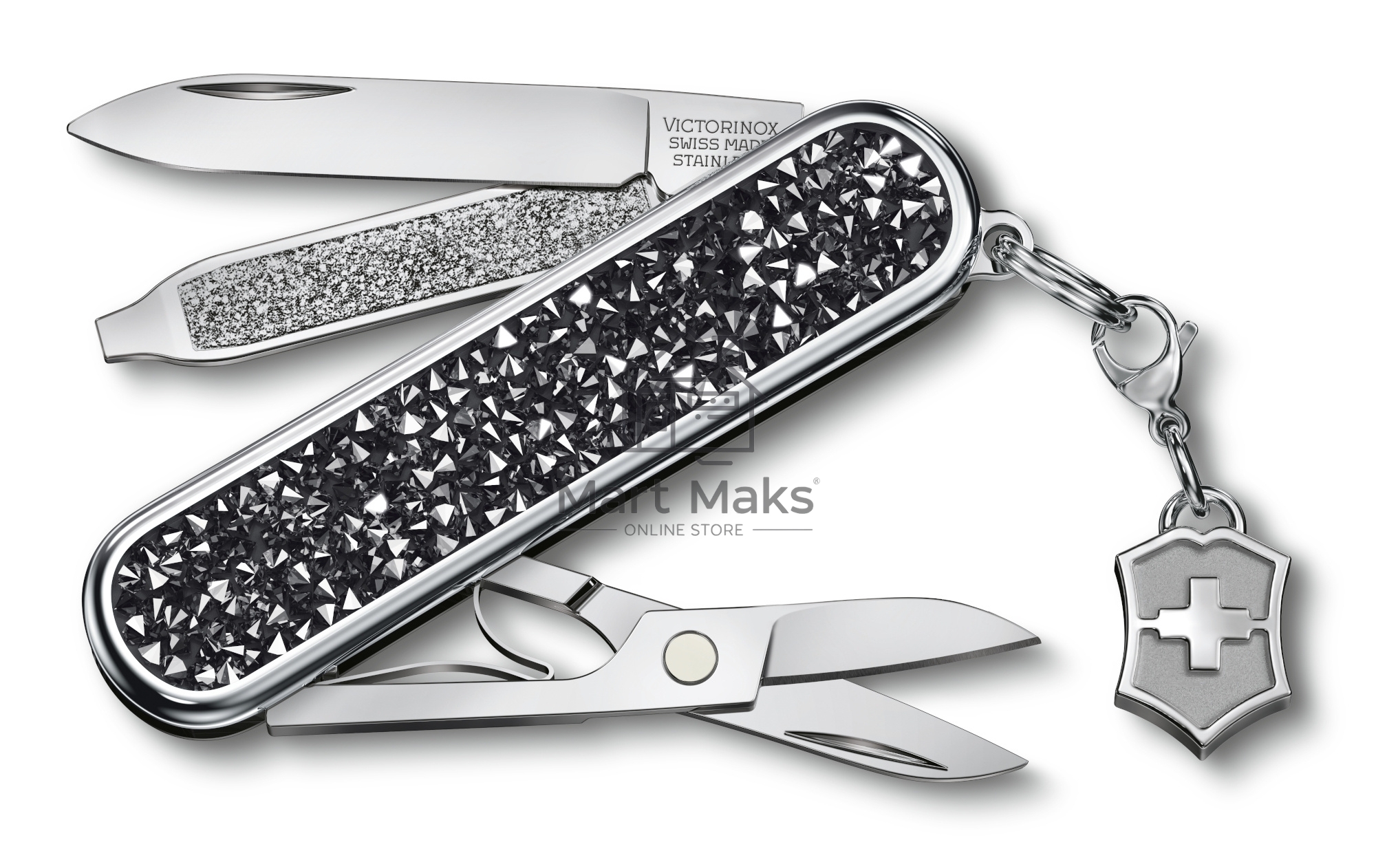 Нож перочинный Victorinox Classic Brilliant Crystal (0.6221.35) 58мм 5 функций черный/серебристый подар.коробка