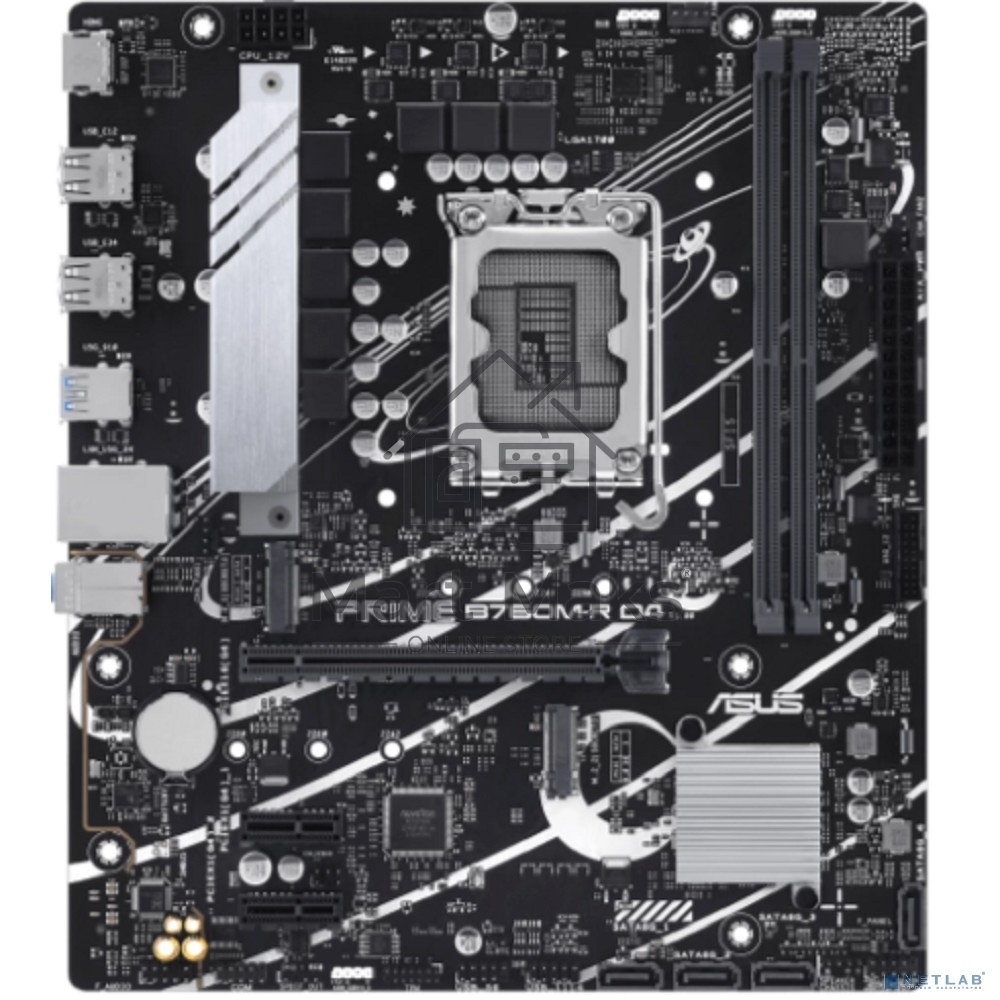 Материнская плата ASUS PRIME B760M-R D4, LGA 1700, Intel B760, 2xDDR4, 4xSATA, 2xM.2, 1xPCIe 4.0 x16, 1xPCIe x1, 1xHDMI, 1x 2.5Gb LAN, 4xUSB-A 2.0, 4xUSB-A 3.2 Gen 1, 3x3.5 мм, 7.1, mATX
