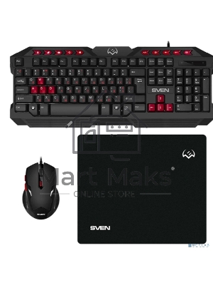 Комплект клавиатура + мышь SVEN GS-9200 игровые клавиатура, мышь и коврик
