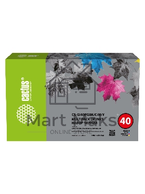 Чернила Cactus CS-GI40PGbK/C/M/Y голубой/пурпурный/желтый/черный набор350мл для Canon Pixma G5040/G6040/GM2040