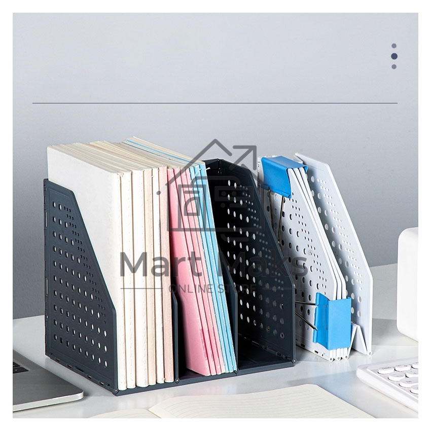 Лоток вертикальный Deli 79003Gray 3 отд. складной A5 200х150х180мм серый, пластик