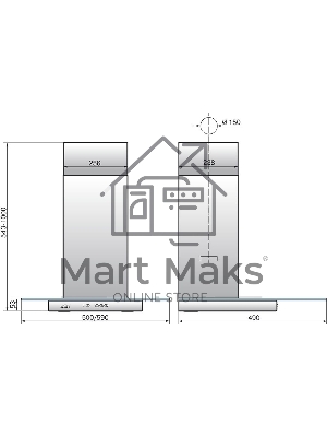 Вытяжка каминная Elikor Кристалл 60Н-430-К3Д нерж/тонир, 59 см, 430 куб. м/ч, 54 дБ