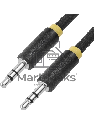 Кабель аудио Greenconnect0.5m jack 3,5мм/jack 3,5мм, нейлон, черный, желтая окантовка, ультрагибкий, 28 AWG, M/M, Premium, экран, стерео(GCR-AVC8114-0.5m)