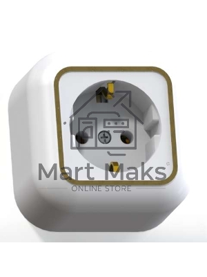 Розетка 1-м ОП Валентина РА16-638 с заземл. белый /зол. Кунцево 7641