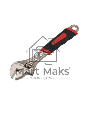 Разводной ключ Rexant 200 мм никелированный, двухкомпонентная рукоятка