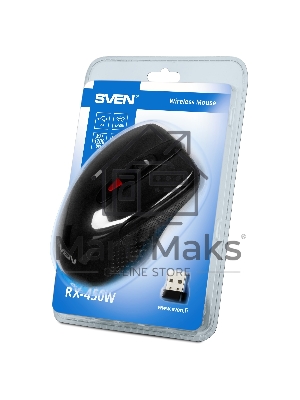Мышь беспроводная SVEN RX-450W черный, 3200 dpi, радиоканал, USB, кнопки - 6