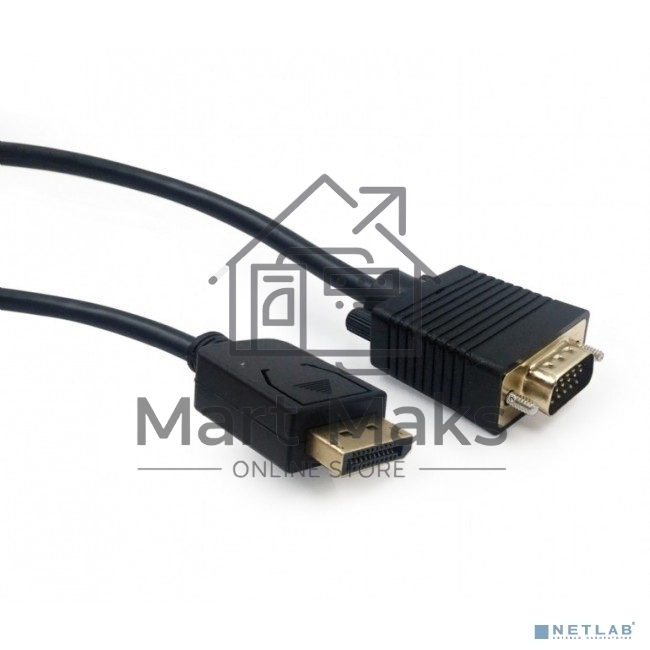 Кабель DisplayPort->VGA Cablexpert CCP-DPM-VGAM-5M, 5м, 20M/15M, черный, экран, пакет