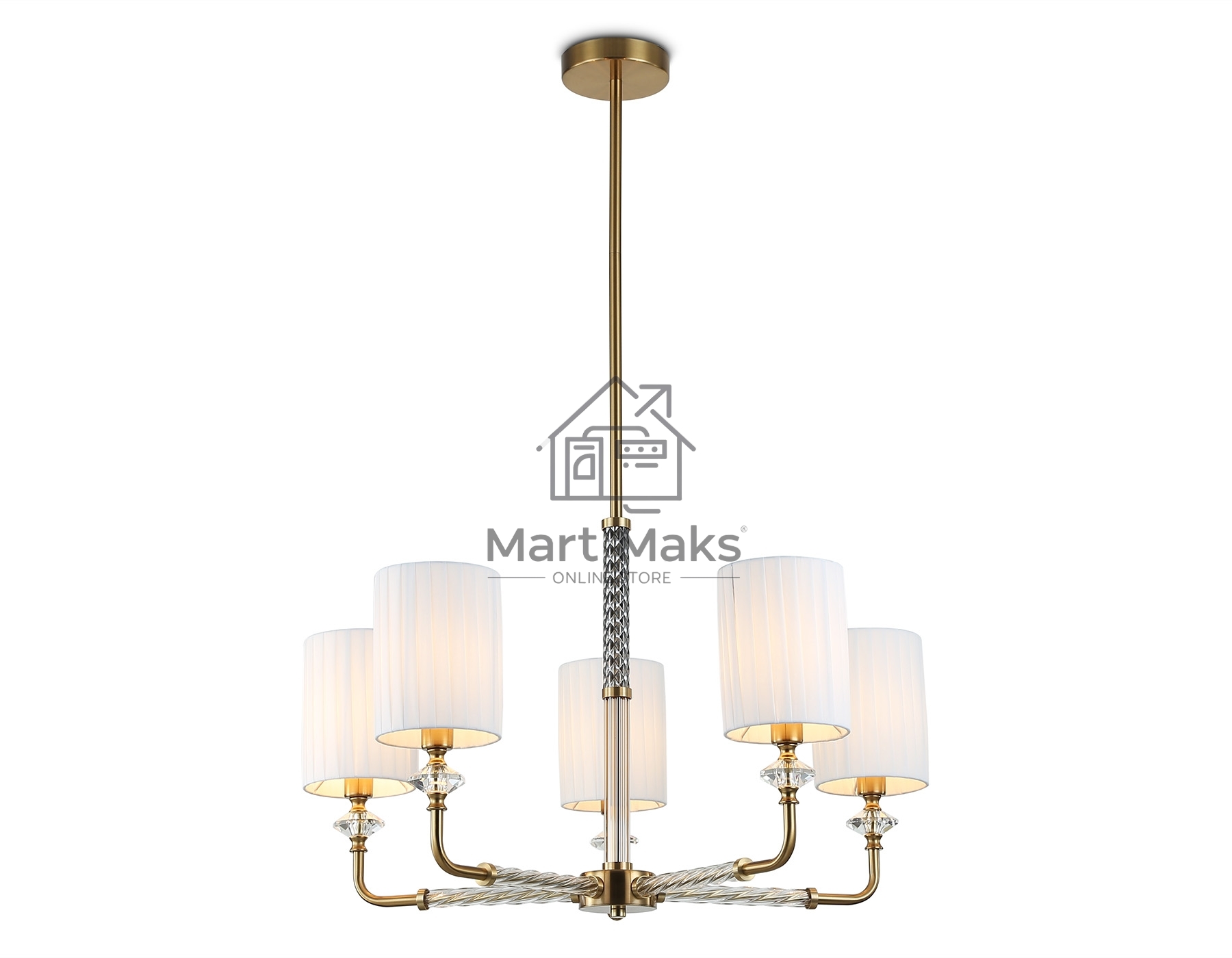 Люстра Ambrella light LH71500/5 BS/FR латунь/белый матовый E14*5 max 40W D680*640