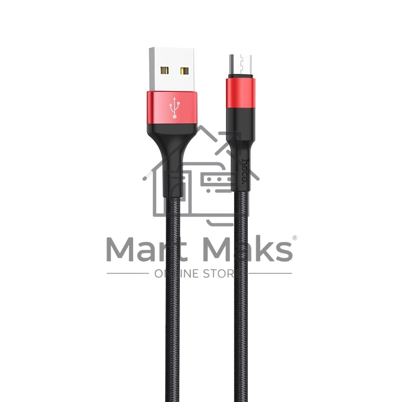 Кабель USB 2.0 hoco X26, AM/microBM, черно-красный, 1м