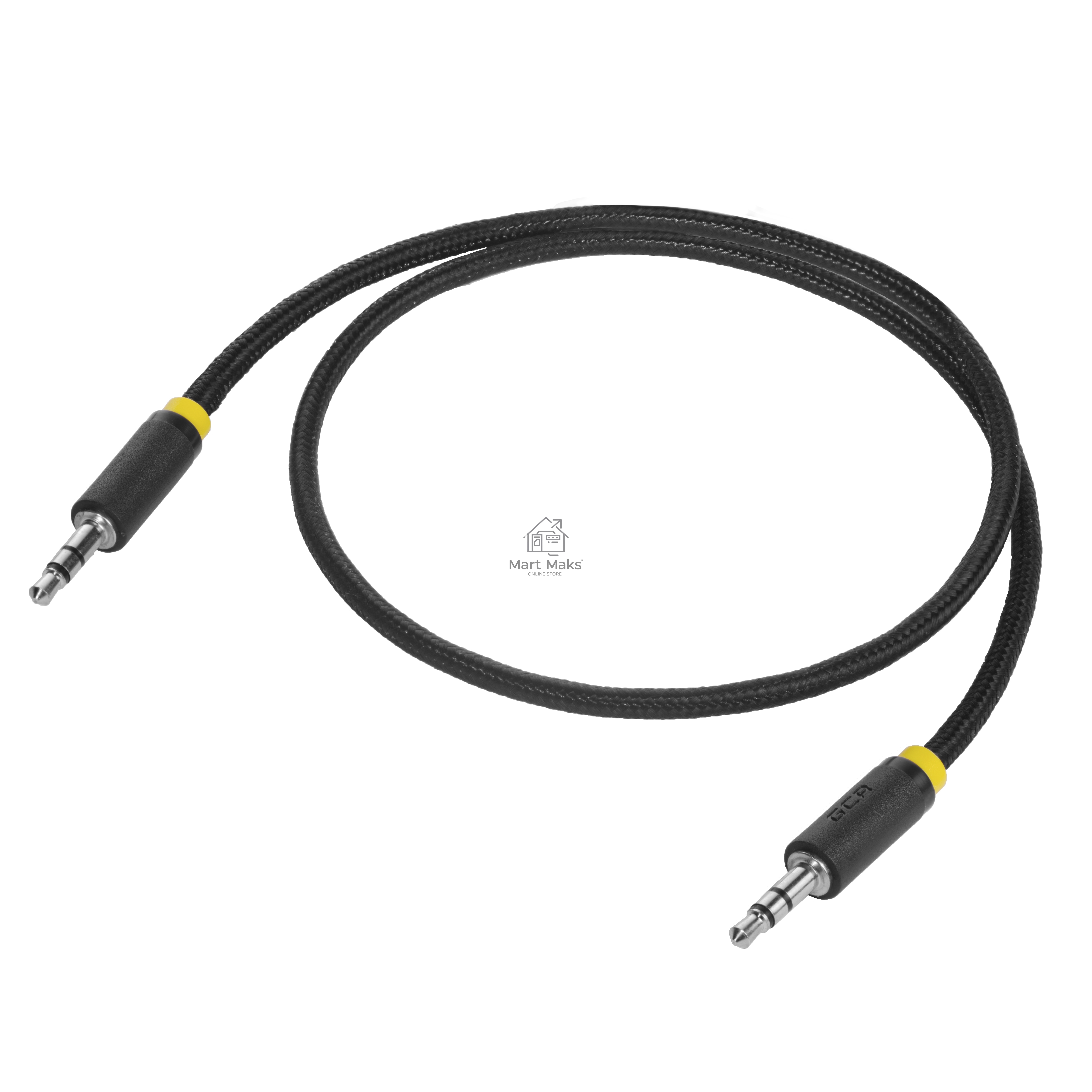 Кабель аудио Greenconnect0.5m jack 3,5mm/jack 3,5mm, нейлон, черный, желтая окантовка, ультрагибкий, 28 AWG, M/M, Premium, экран, стерео(GCR-AVC8114-0.5m)