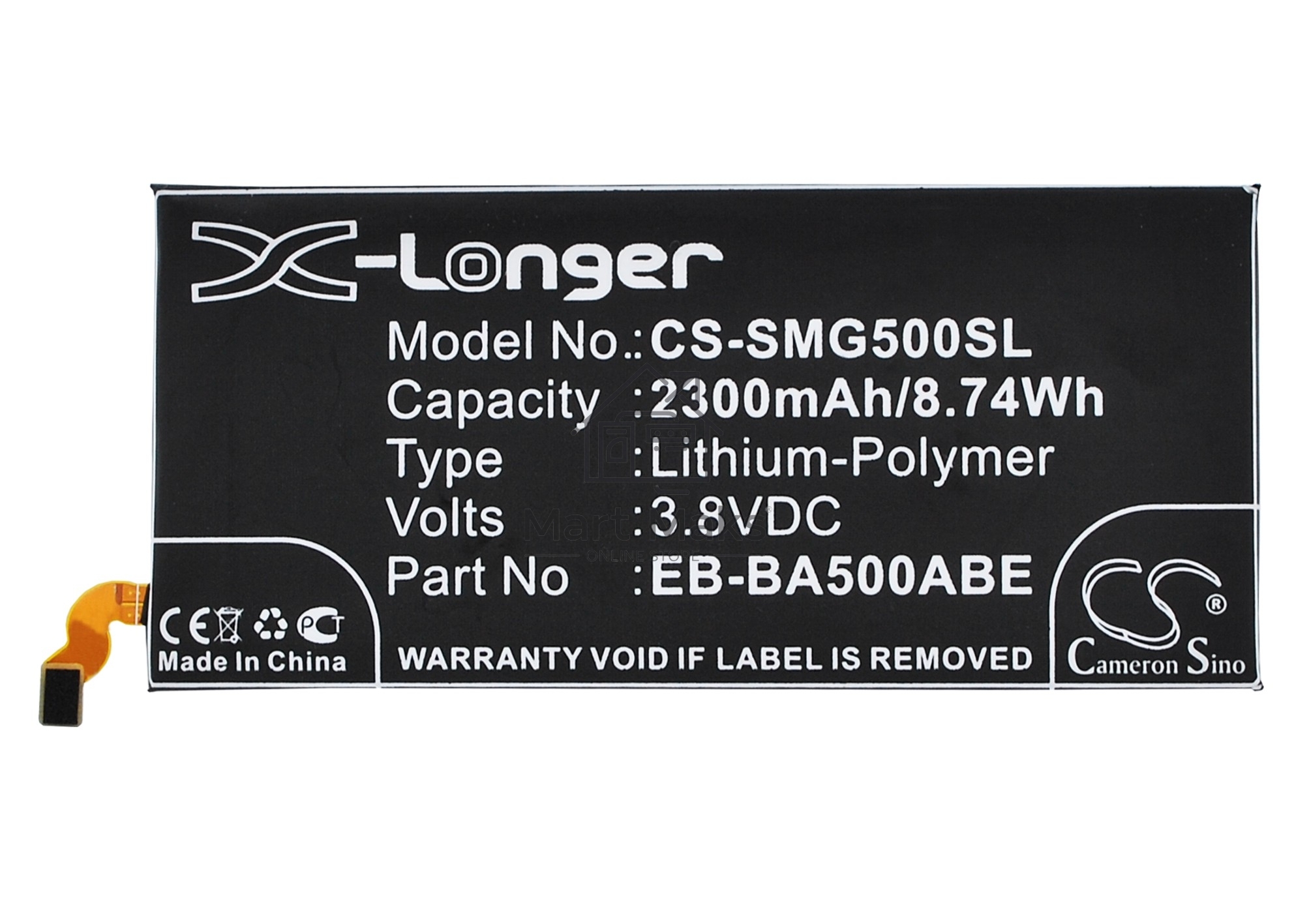 Аккумулятор CameronSinoCS-SMG500SL EB-BA500ABE для Samsung Galaxy A5 SM-A500F 3.8V / 2300mAh / 8.74Wh