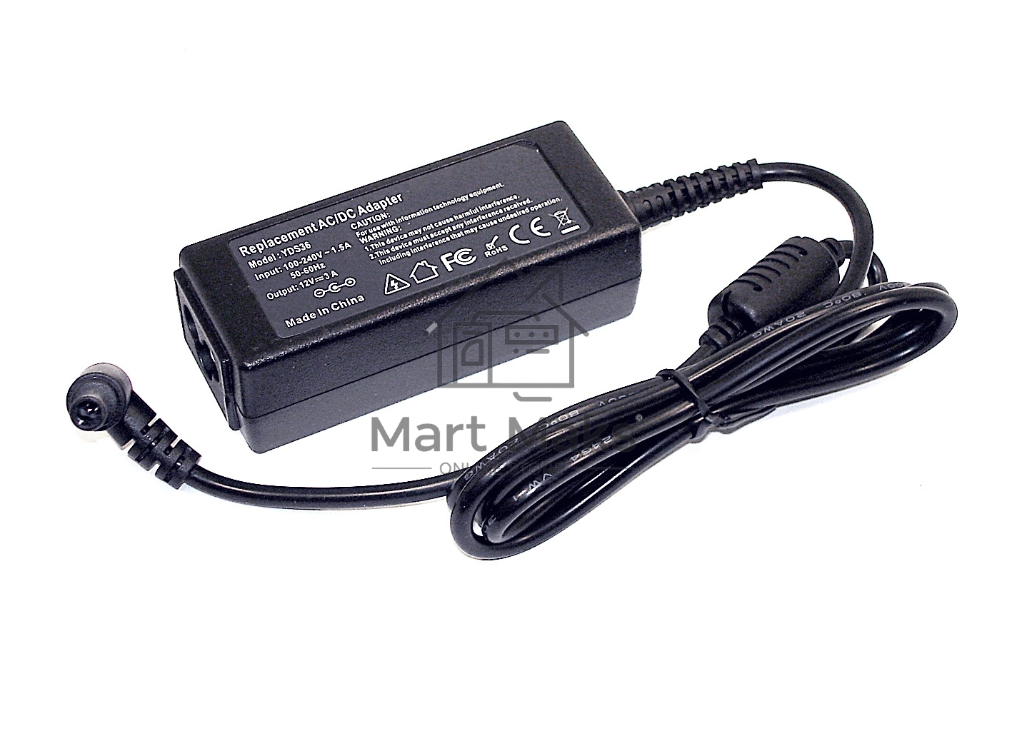 Блок питания для монитора и телевизора LCD 12V, 3A, 36W (6.5x4.4 mm) OEM