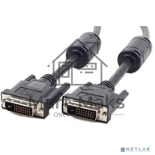 Кабель DVI-D dual link Cablexpert CC-DVI2L-BK-10, 25M/25M, 3.0м, CCS, черный, экран, феррит.кольца, пакет