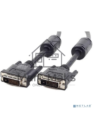 Кабель DVI-D dual link Cablexpert CC-DVI2L-BK-10, 25M/25M, 3.0м, CCS, черный, экран, феррит.кольца, пакет