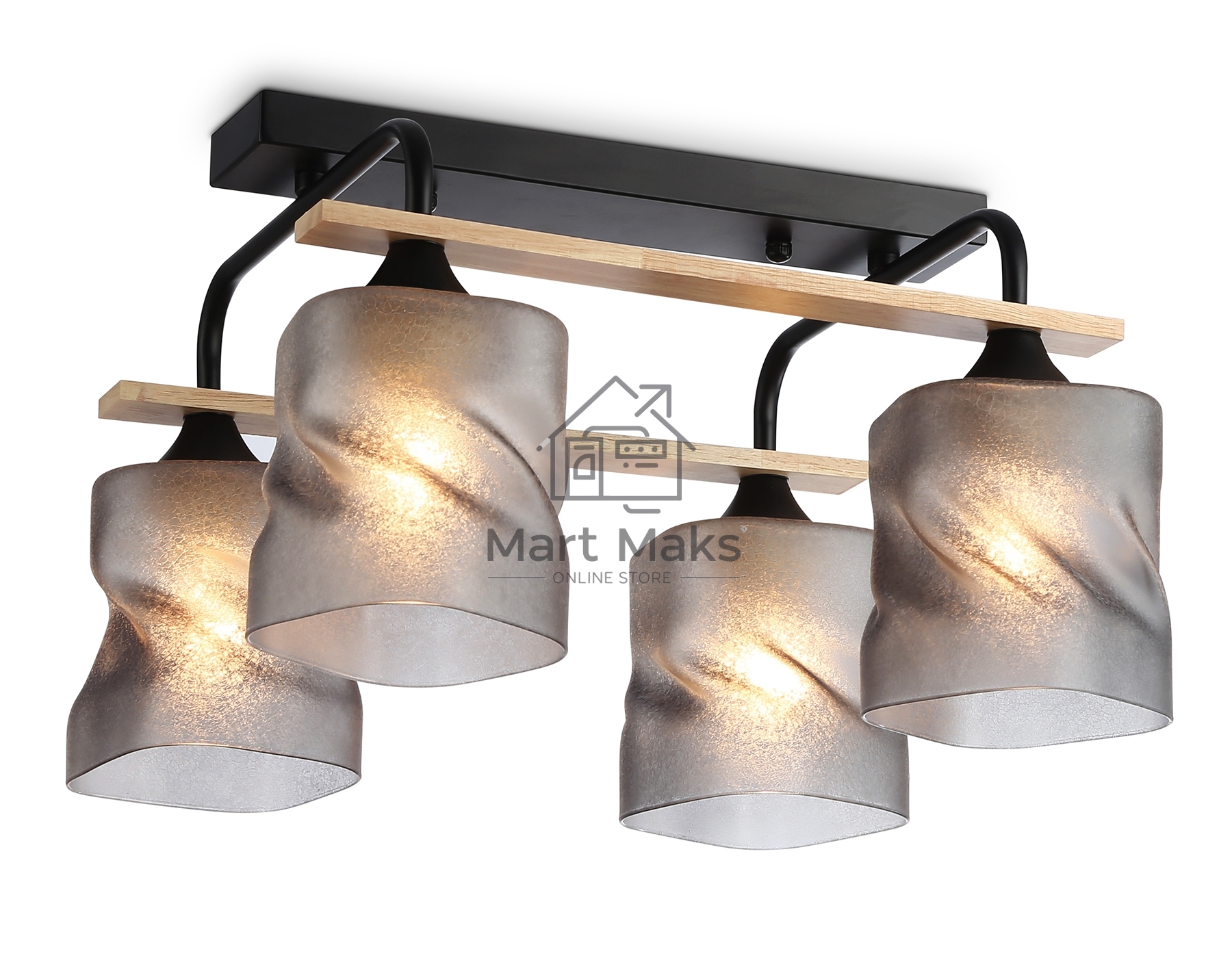 Светильник Ambrella light TR3033249/4 BK/WD черный/дерево E27/4 max 60W 340*340*245