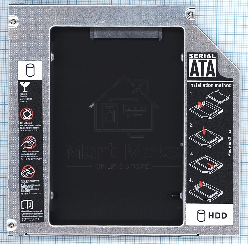 Переходник дополнительного HDD кредл в отсек CD/DVD SATA 12.7 мм