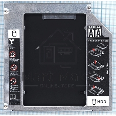 Переходник дополнительного HDD кредл в отсек CD/DVD SATA 12.7 мм