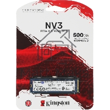 Накопитель SSD Kingston NV3, 500Gb, M.2 2280, PCIe 4.0 x4, NVMe, R/W 5000/3000