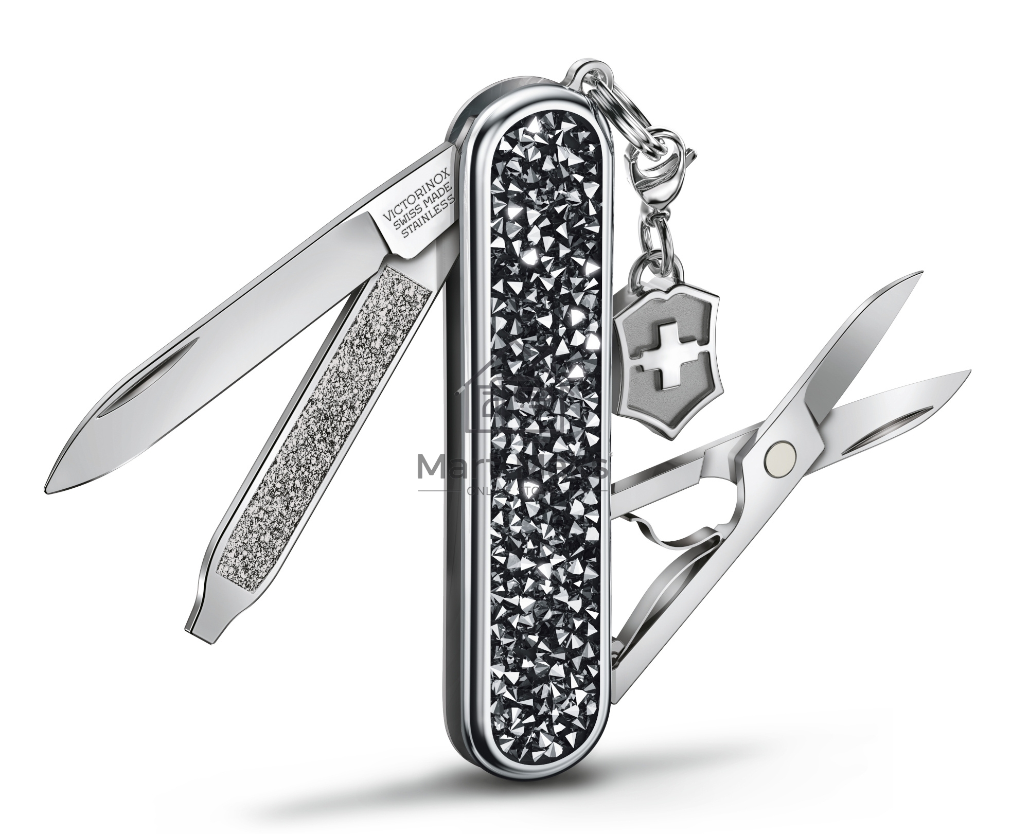 Нож перочинный Victorinox Classic Brilliant Crystal (0.6221.35) 58мм 5 функций черный/серебристый подар.коробка