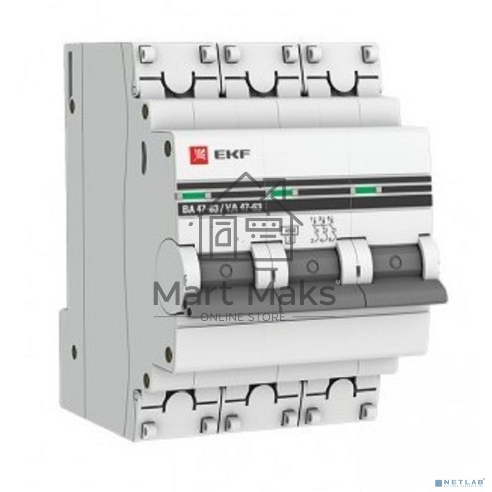 Автоматический выключатель EKF mcb4763-3-16C-pro 3P 16А (C) 4,5kA ВА 47-63 EKF PROxima