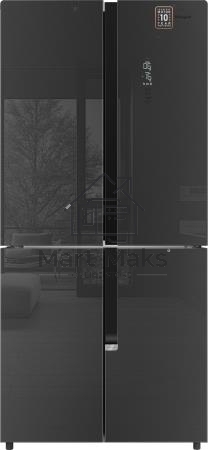 Холодильник Weissgauff WCD 450 INOX GLASS нержавеющая сталь трехкамерный 286/141л морозилка снизу, No Frost, Side by Side