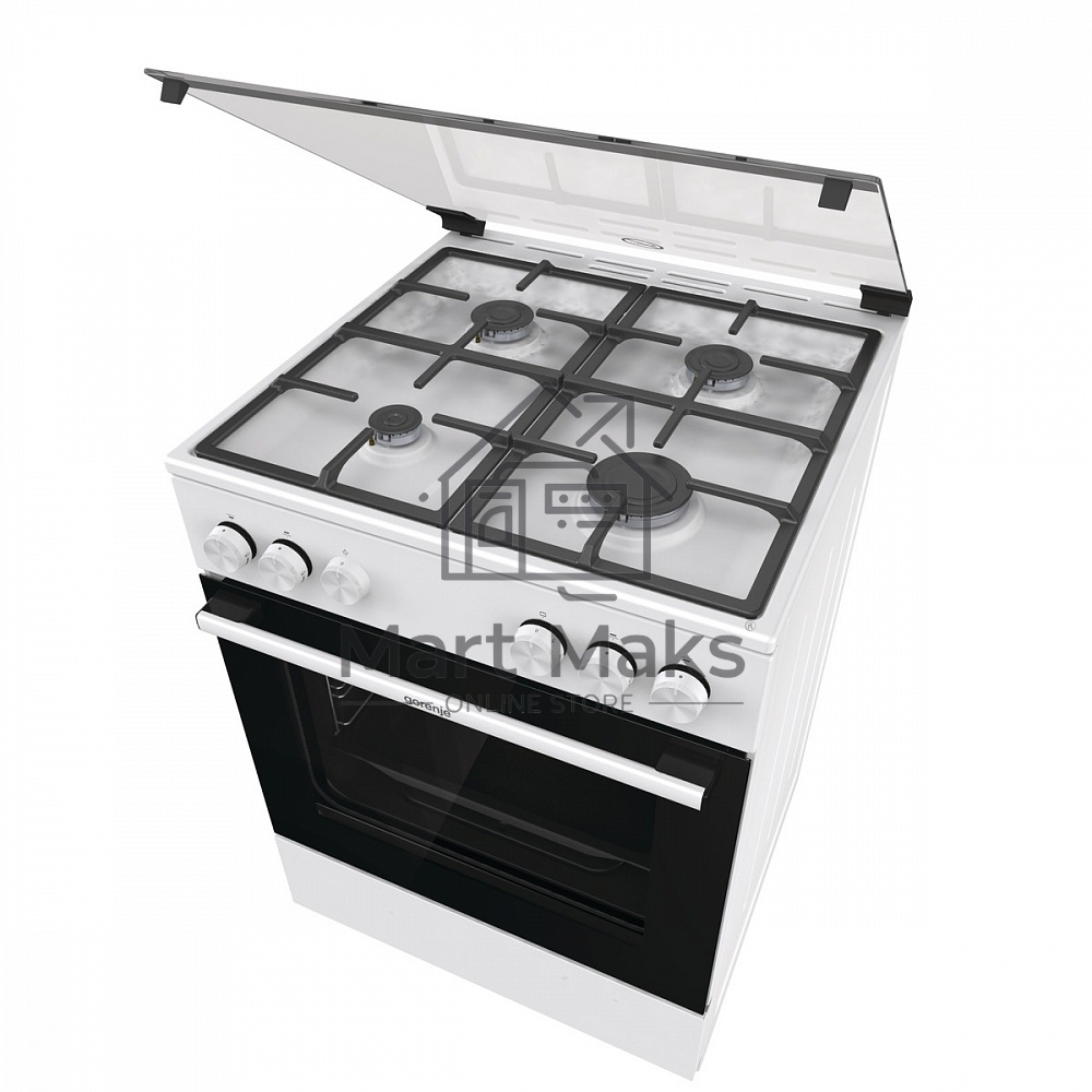 Плита газовая Gorenje GG6A11WF белый, конфорок 4 газовых, духовка 72 л, 60 см x 85 см x 60 см