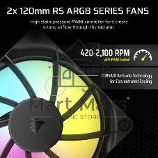 Система жидкостного охлаждения Corsair NAUTILUS 240 ARGB (240мм, черный, ARGB/ Fans: 2x120мм, 74.37CFM, 34dBA, 2100RPM/ S: 1851, 1700, AM5, AM4)