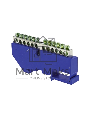 Шина нулевая N 6х9 14 отвер. никель син. изолятор на DIN-рейку PROxima EKF sn1-63-14-d