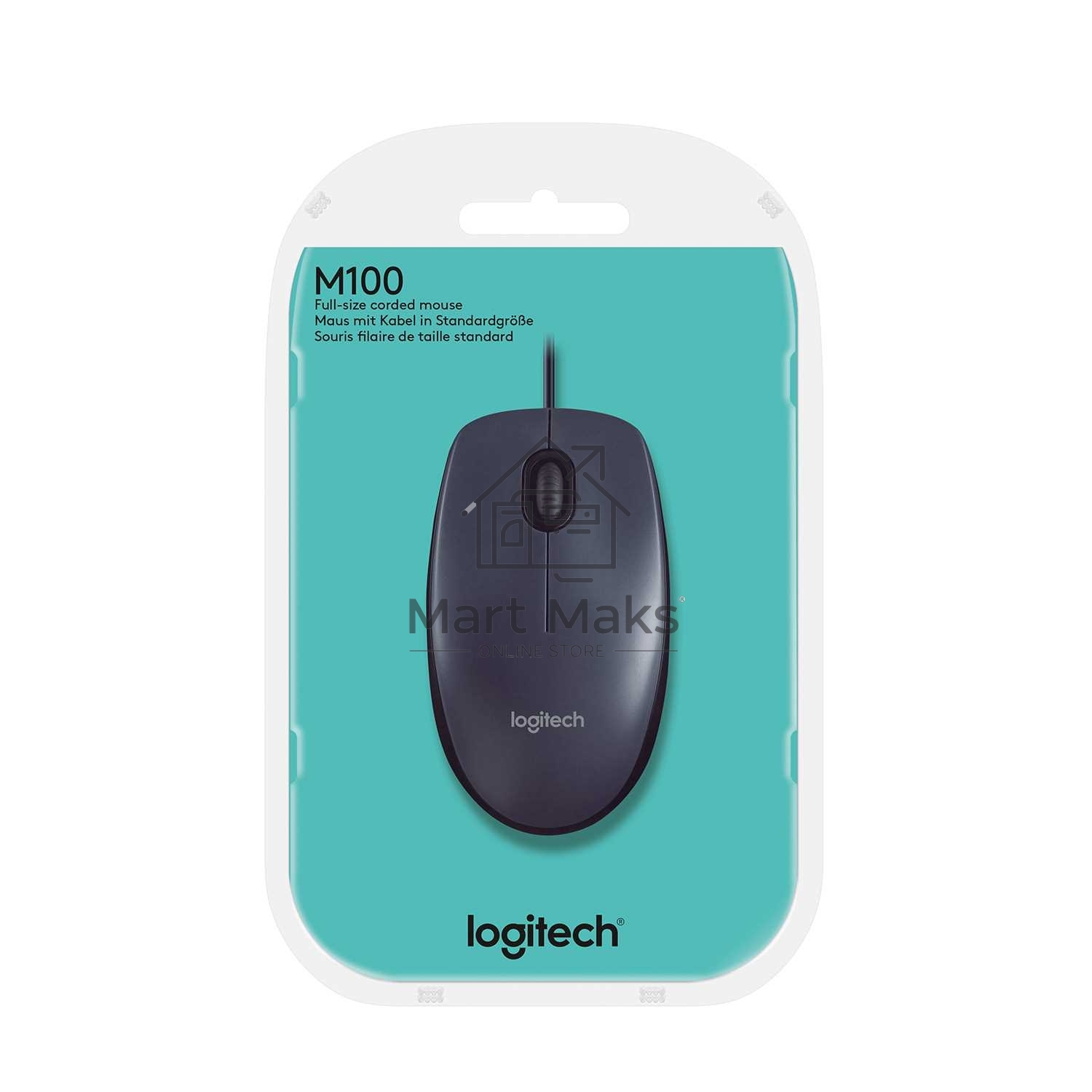 Мышь проводная Logitech M100/100R DARK/GREY (темно-серая/черная), 1000 dpi, USB, кнопки - 3