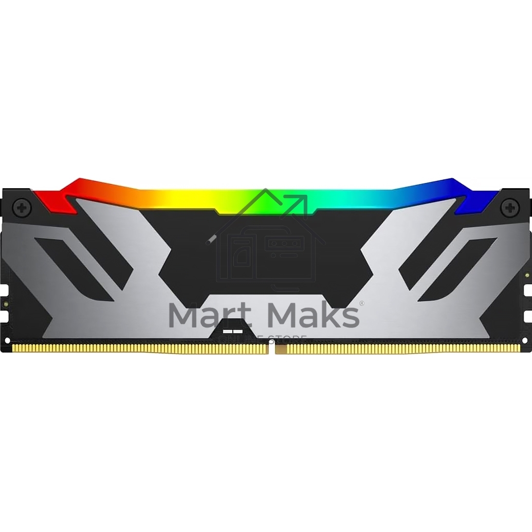 Оперативная память Kingston Fury Renegade, DDR5, 32GB (2x16GB), 6400MHz, CL32, DIMM, с радиатором, RGB, серебристый/черный