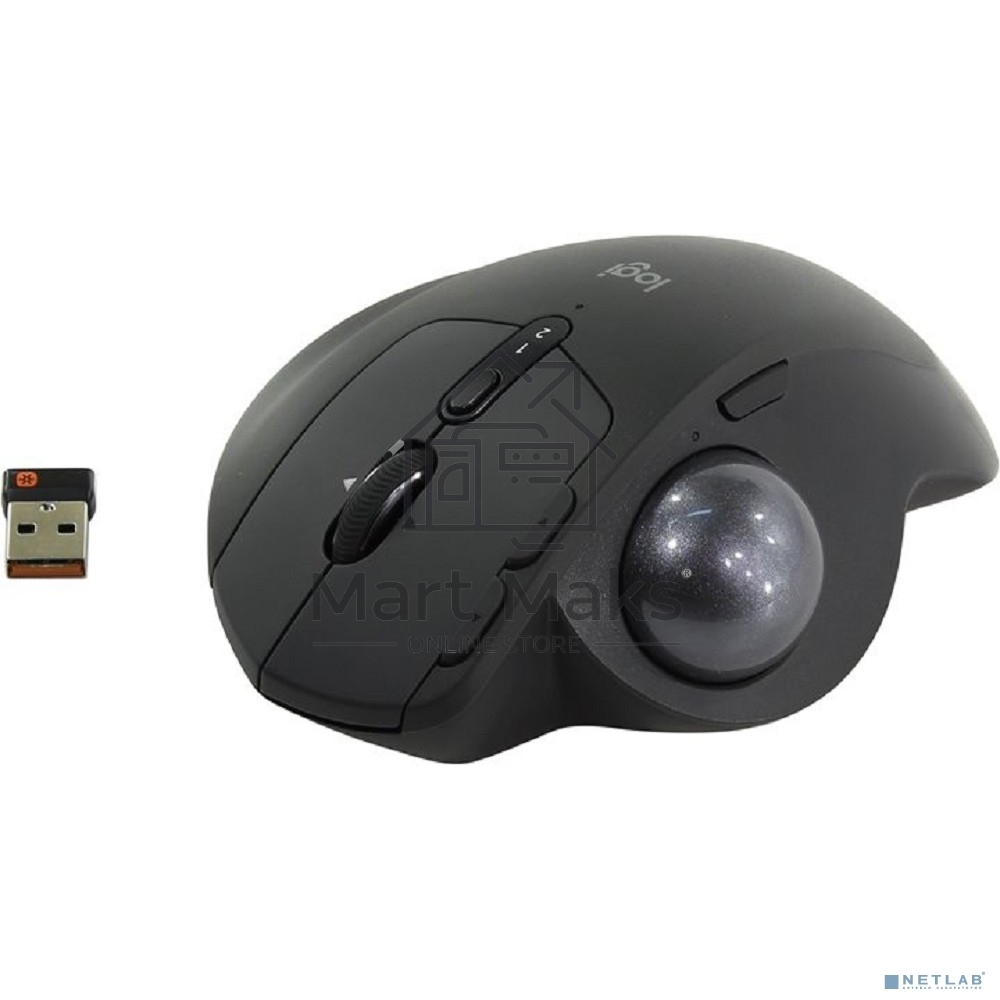 Трекбол беспроводной Logitech MX Ergo графитовый, 2048 dpi, радиоканал, Bluetooth, USB, кнопки - 8