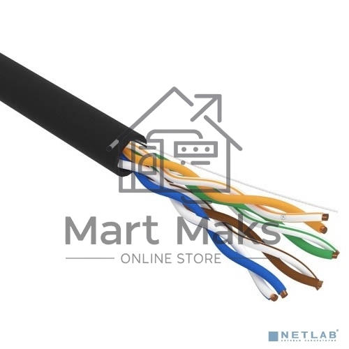 Кабель витая пара U/UTP, CAT 5e, PE, 4PR, 24AWG, OUTDOOR, SOLID, черный, 305м, РФ Rexant
