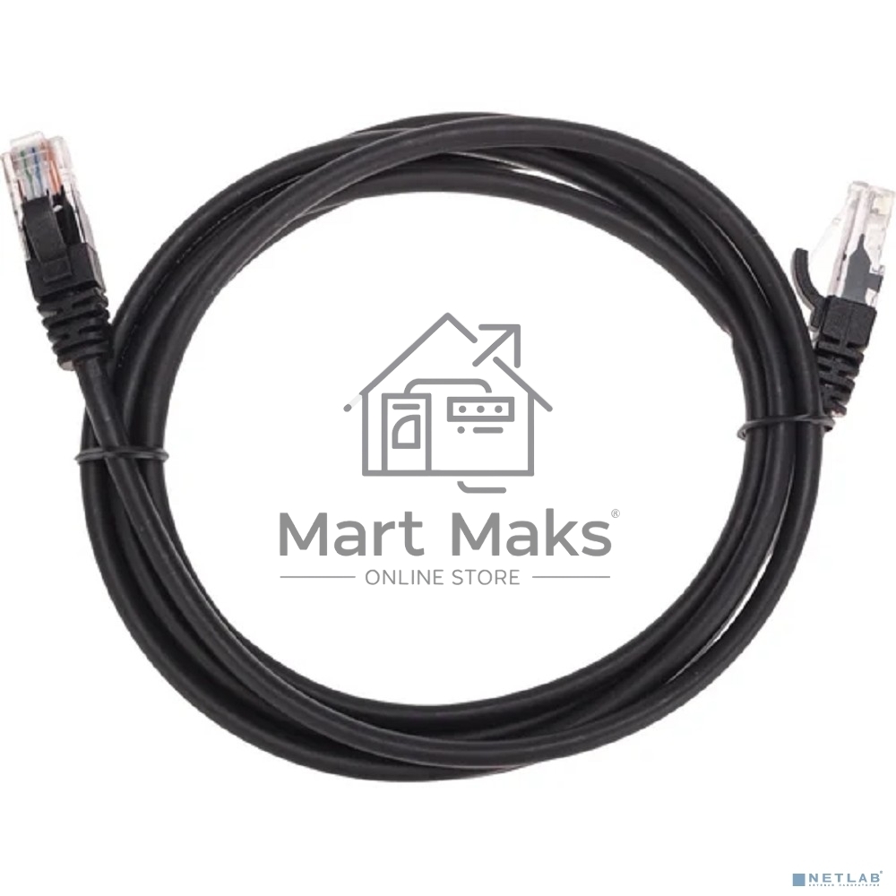 Патч-корд U/UTP, CAT 5e, RJ45-RJ45, 26AWG, ZH нг(А)-HF, черный, 2м Rexant