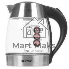 Чайник электрический Centek CT-0059 London, стекло, 1.8л, 2200Вт, LED-подсветка, отделка нерж.