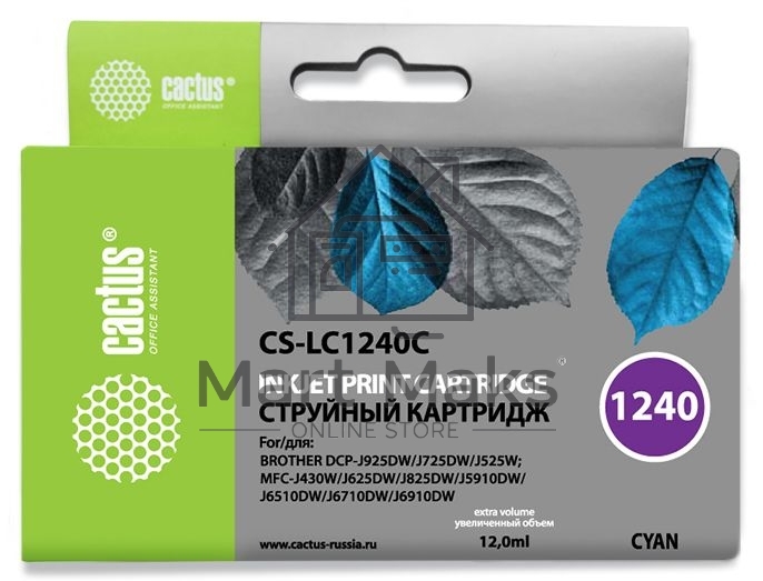 Картридж струйный Cactus CS-LC1240C голубой (12 мл) для Brother MFC-J6510/6910DW