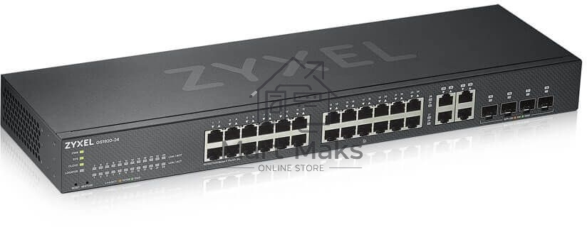 Коммутатор ZYXEL GS1920-24v2 Hybrid Smart switch Zyxel Nebula Flex, 24xGE, 4xCombo (SFP/RJ-45), silent (fanless), Standalone / cloud management