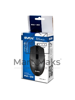 Мышь проводная SVEN RX-30 черный, 1000 dpi, USB, кнопки - 3