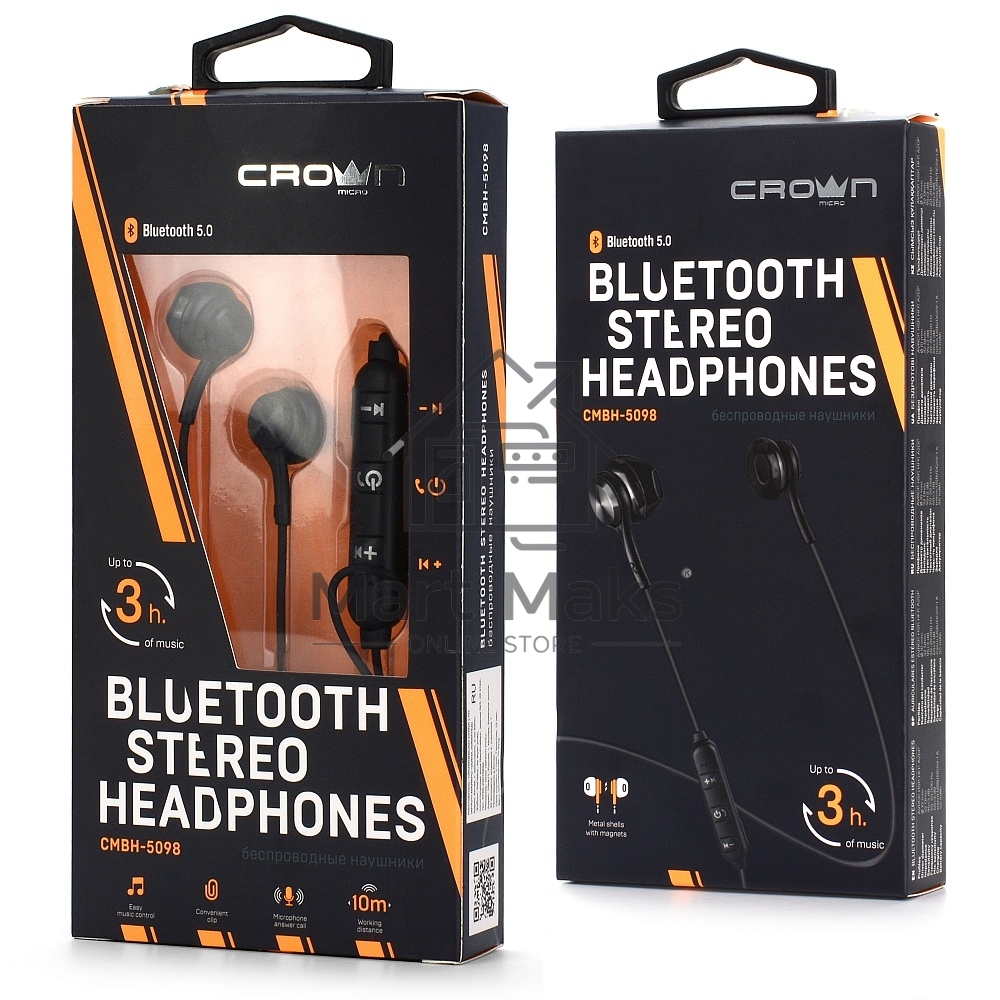 Наушники беспроводные Crown CMBH-5098 черный