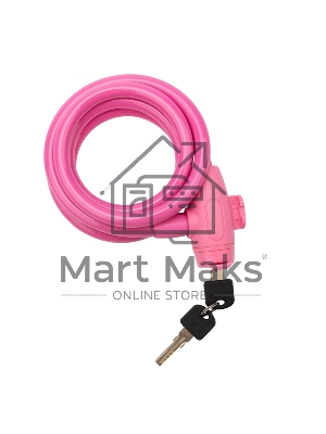 Тросовый замок взломостойкий для велосипедов и колясок с ключом Четыре сезона 150 см розовый 79-0314