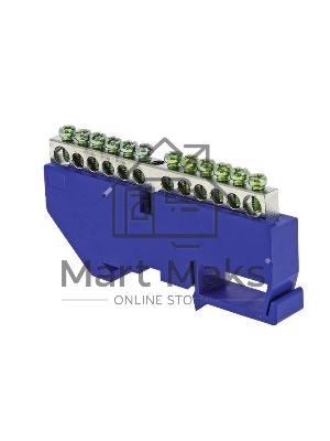 Шина нулевая N 6х9 14 отвер. никель син. изолятор на DIN-рейку PROxima EKF sn1-63-14-d